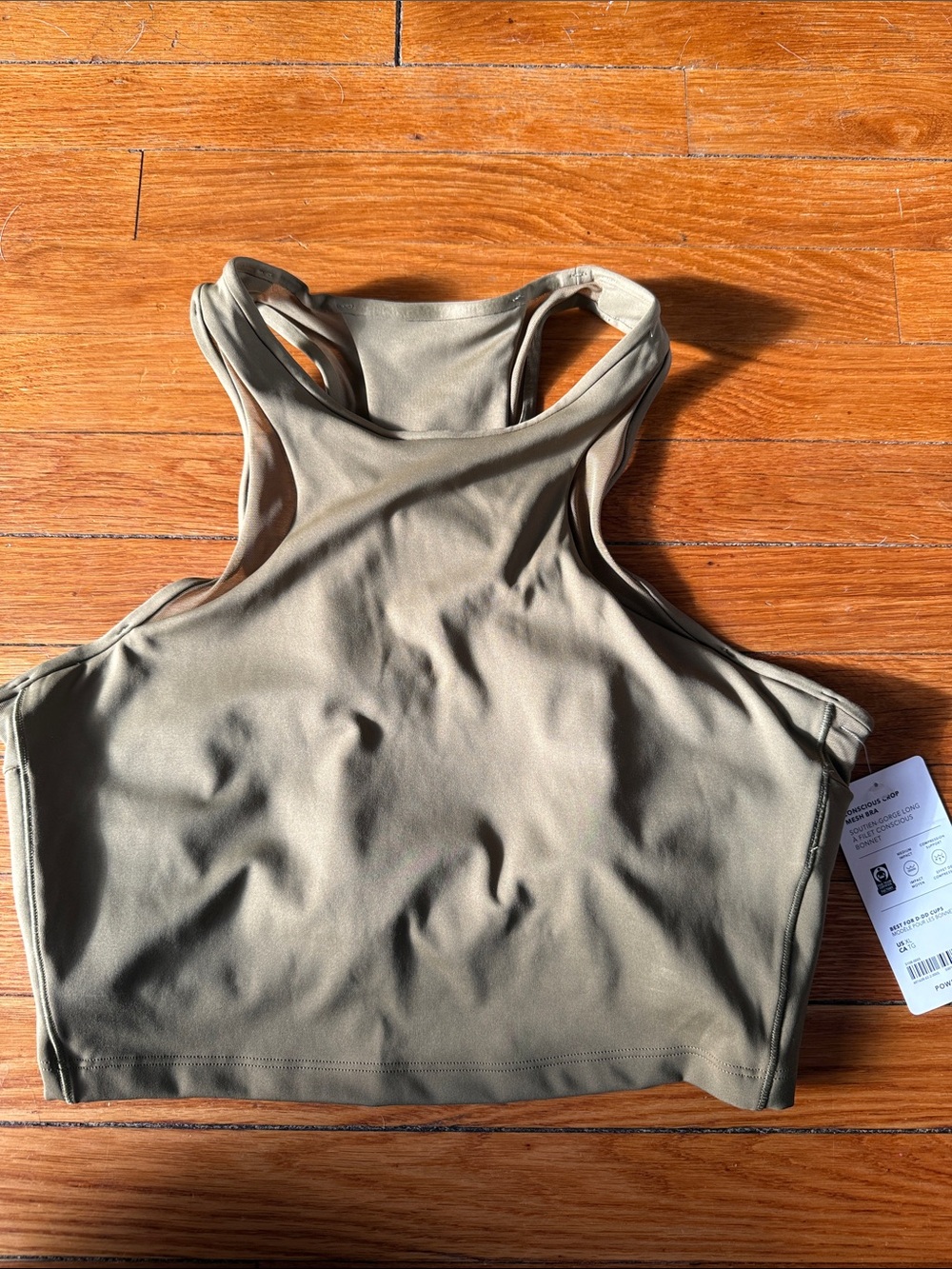 Athleta Olive High-Neck Racerback Sports Bra Crop